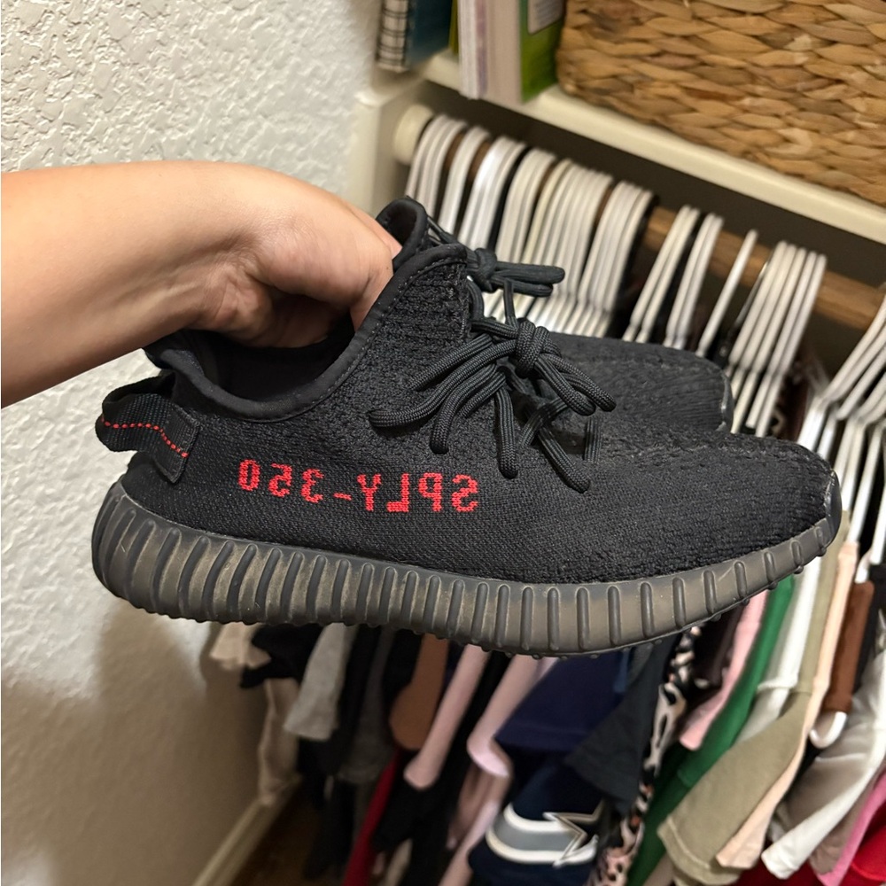 Yeezy Kids Black and Red Sneakers